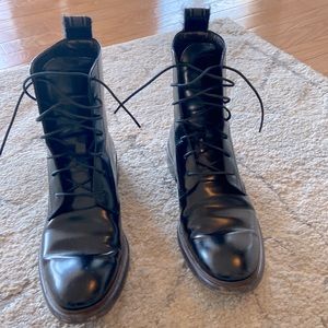 Cucinelli women's shiny black soft leather boots